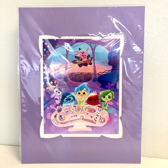 Disney Parks Pixar Inside Out Headquarters by Joey Chou Matted Print 14x18" NEW